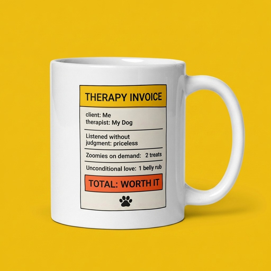 Therapy Invoice Funny Dog Mug for Dog Lovers and Pet Parents