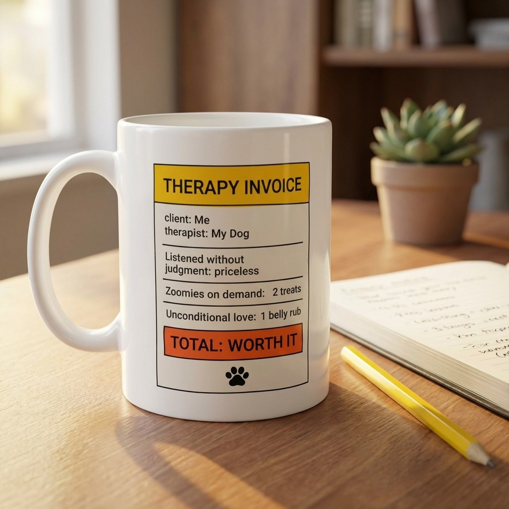 Therapy Invoice Funny Dog Mug for Dog Lovers and Pet Parents