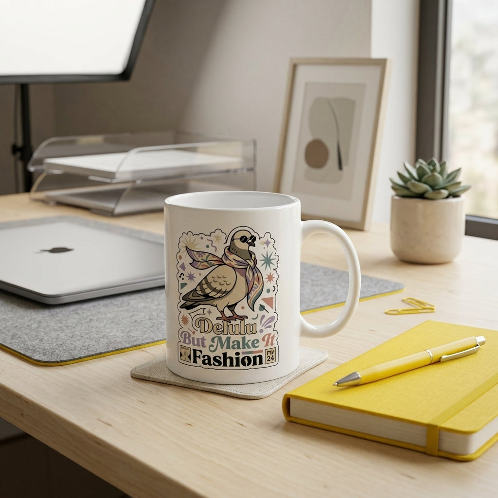 Delulu But Make It Fashion Funny Pigeon Mug for Trendy Girls