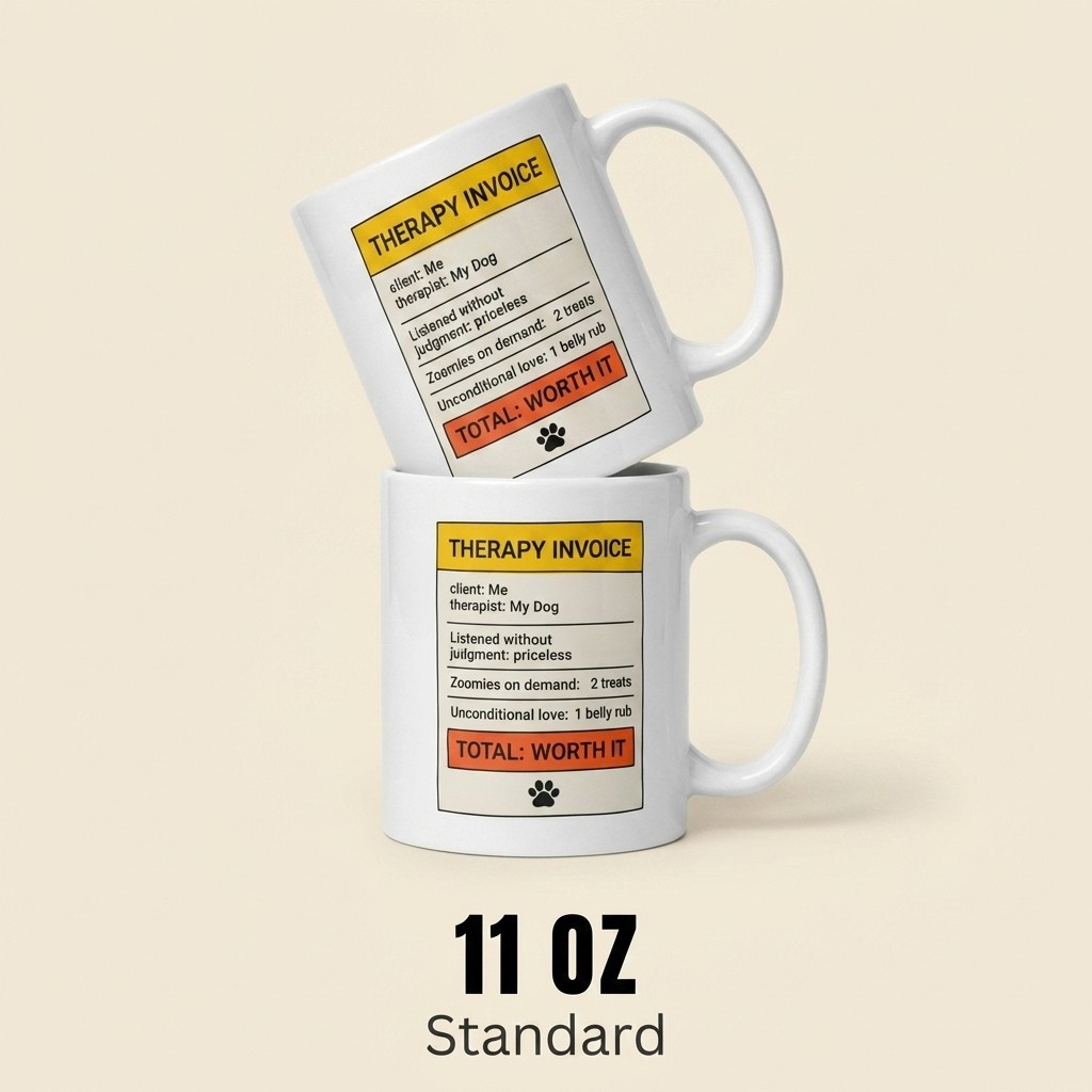 Therapy Invoice Funny Dog Mug for Dog Lovers and Pet Parents