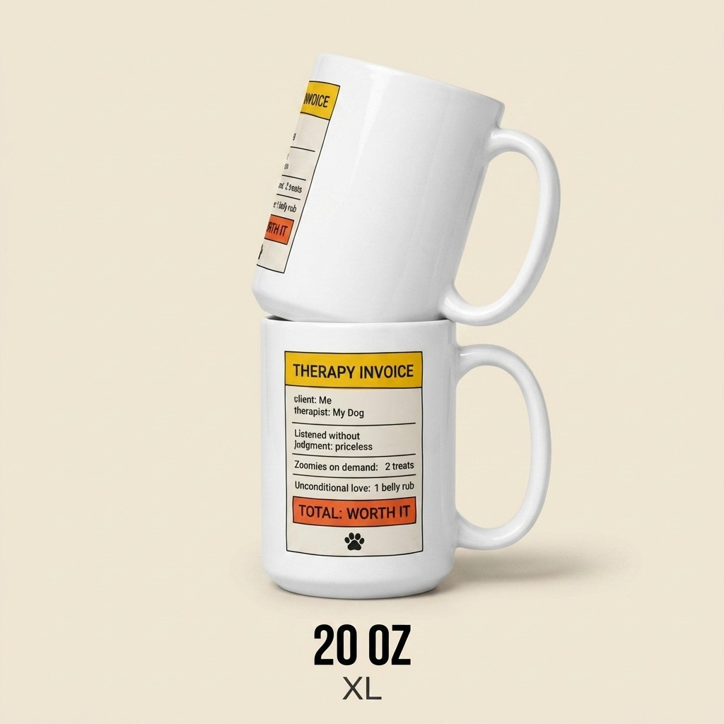 Therapy Invoice Funny Dog Mug for Dog Lovers and Pet Parents