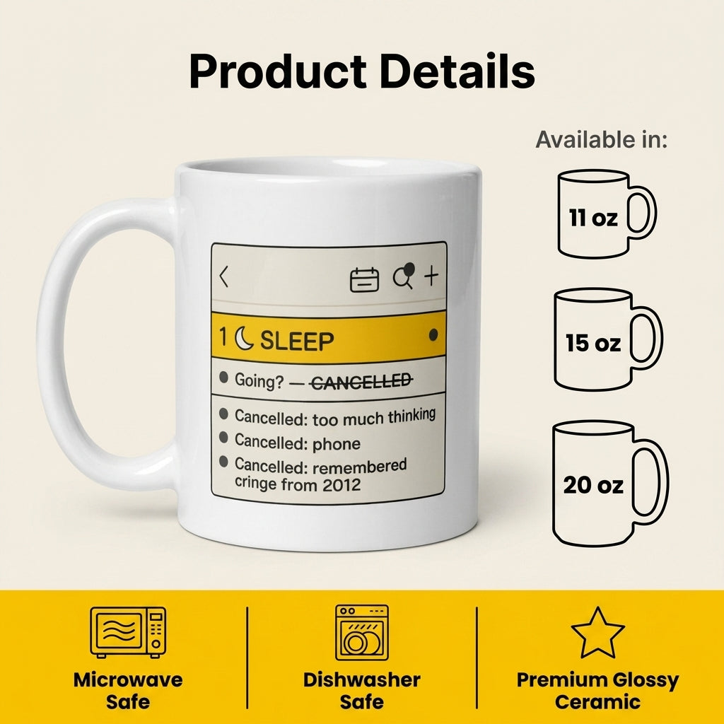 Sleep Cancelled Funny Insomnia Mug for Overthinkers and Night Owls