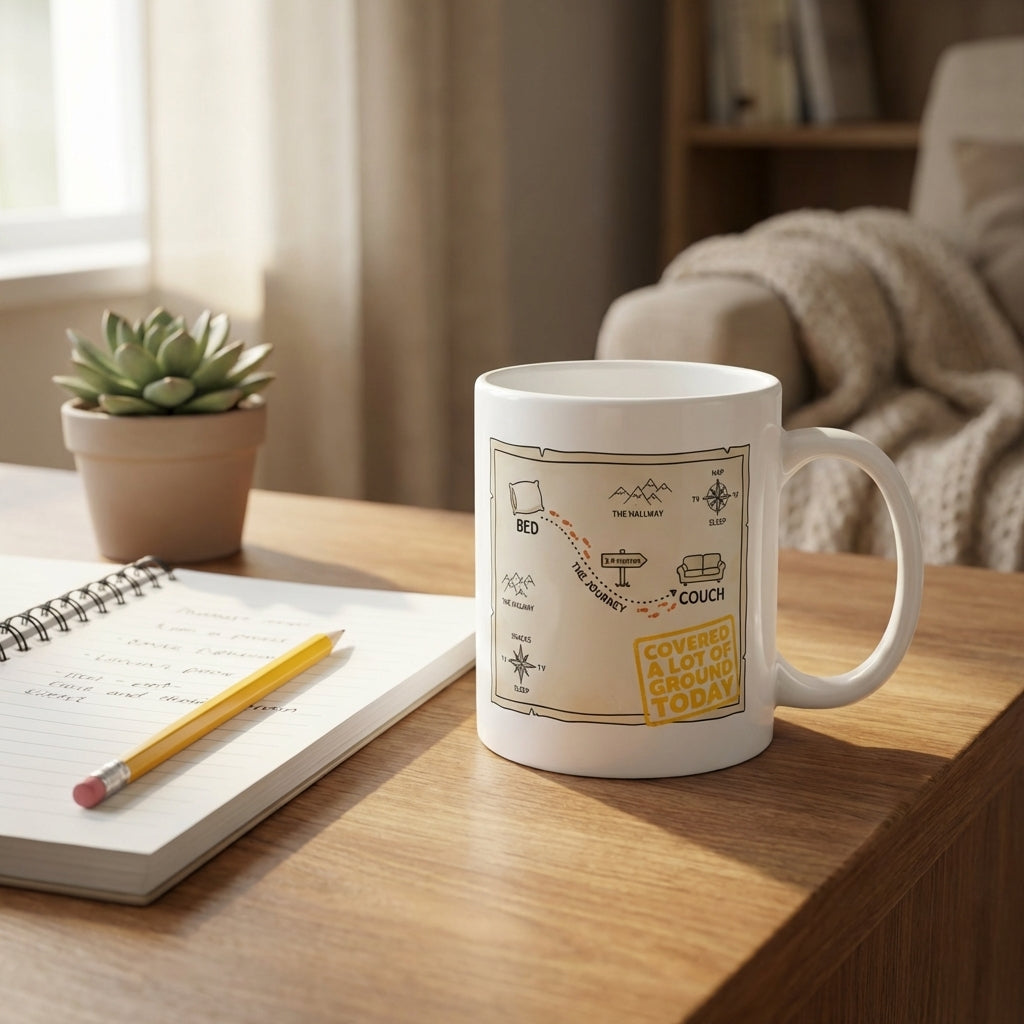 Covered a Lot of Ground Today Funny Bed to Couch Mug