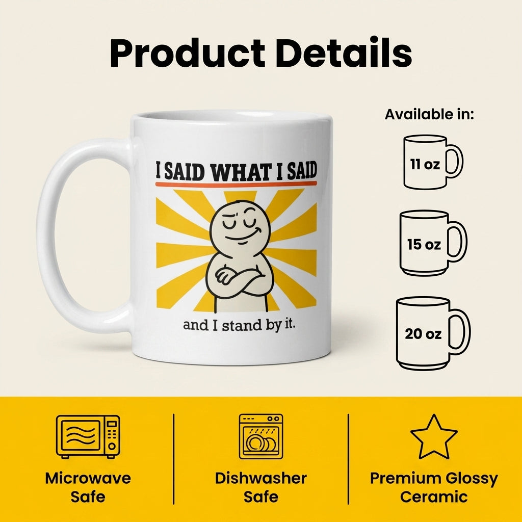 I Said What I Said and I Stand by It Funny Sarcastic Mug