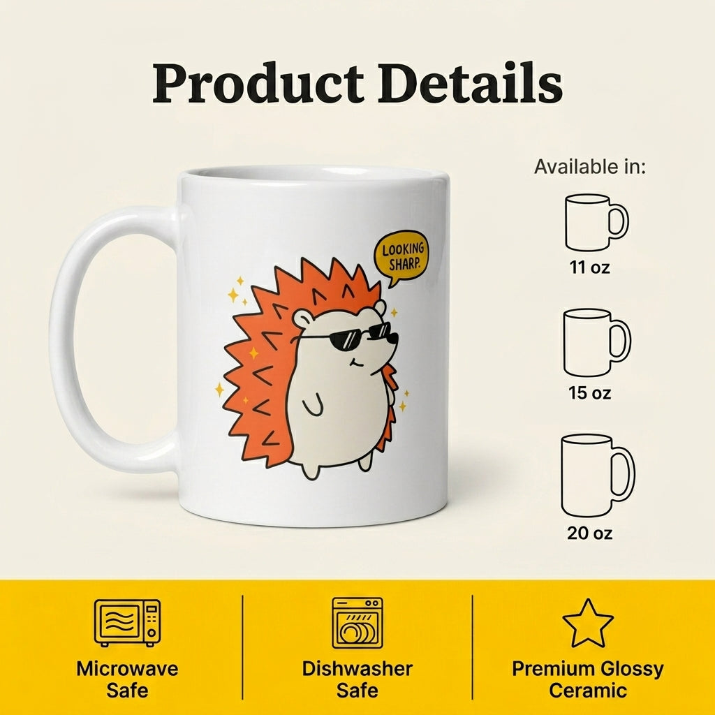 Looking Sharp Funny Hedgehog Mug Cute Animal Coffee Cup Gift