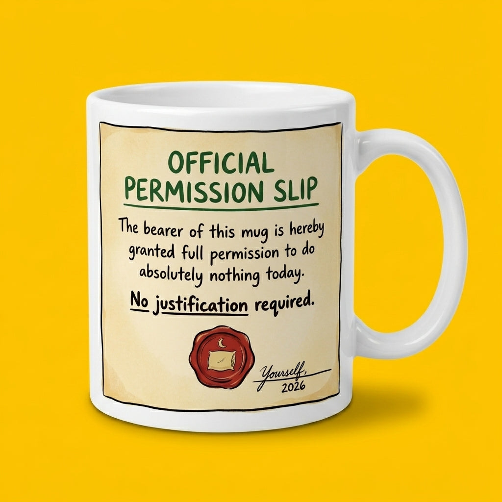 Official Permission Slip Do Absolutely Nothing Today Funny Mug Gift