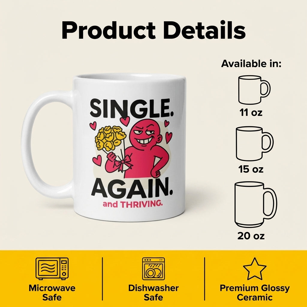 Single Again and Thriving Funny Breakup Mug for Single Women