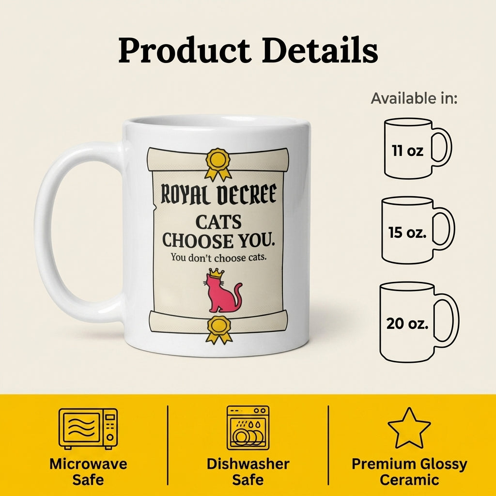 Cats Choose You Funny Cat Mug for Cat Lovers and Pet Parents