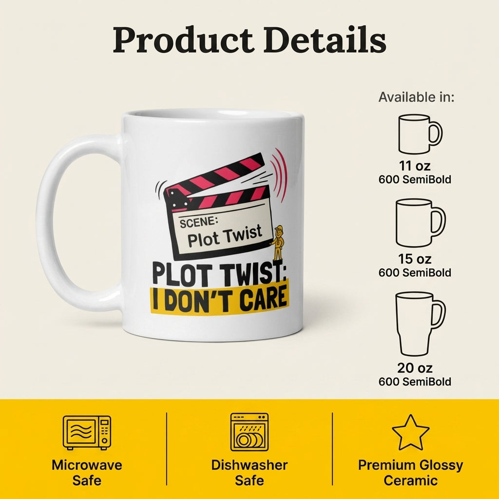 Plot Twist I Don’t Care Funny Sarcastic Mug for Coworkers