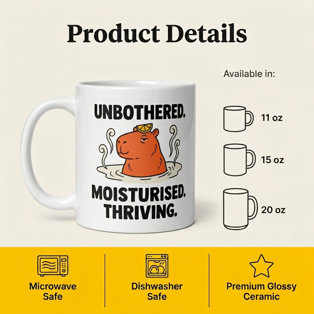 Unbothered Moisturised Thriving Funny Capybara Mug Gift