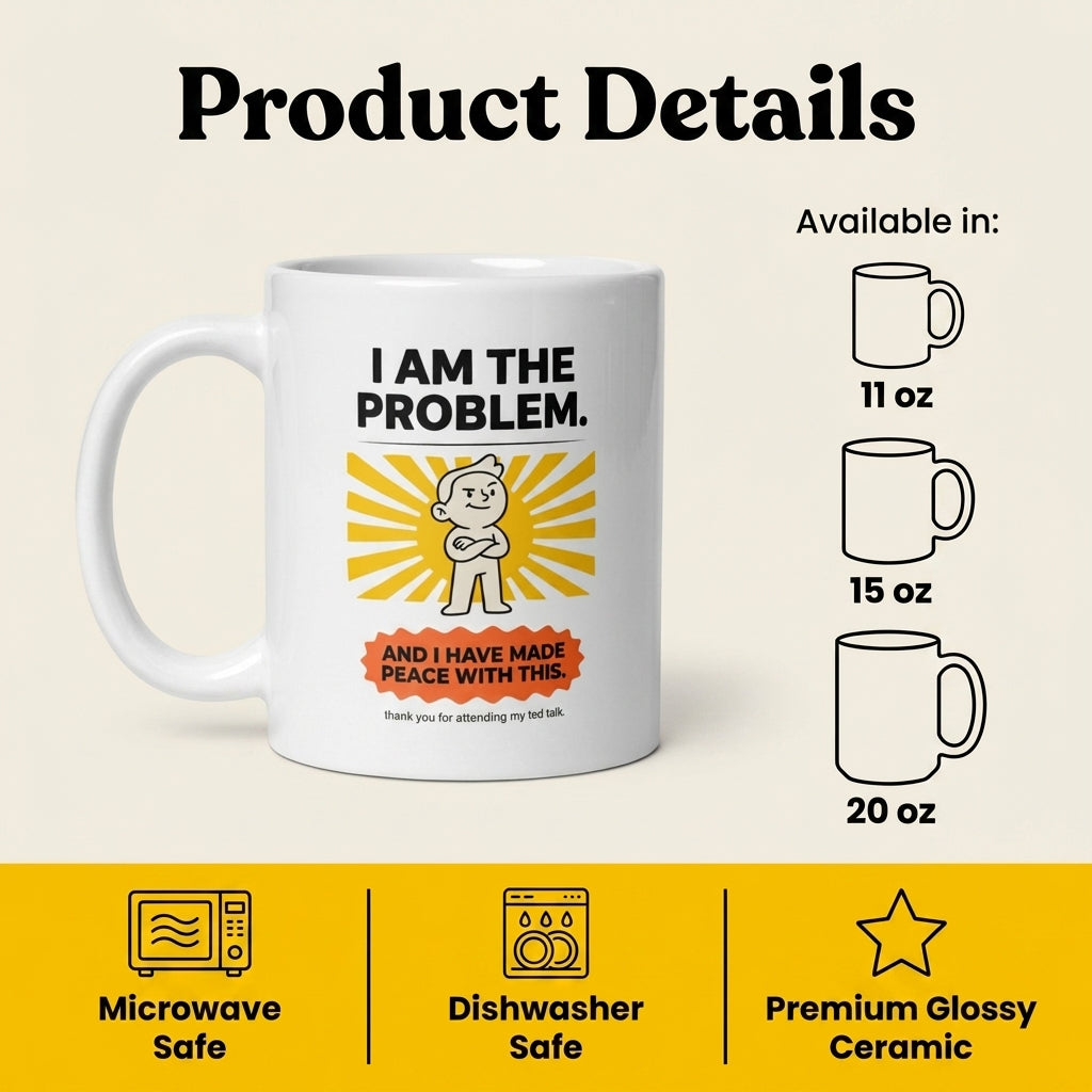 I Am the Problem Funny Sarcastic Mug Self Aware Coffee Cup Gift