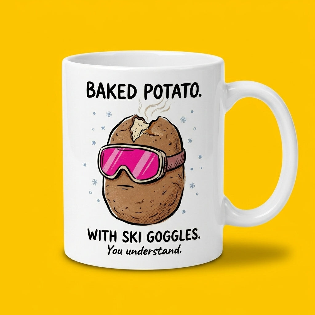 Baked Potato With Ski Goggles Funny Mug Weird Humor Gift