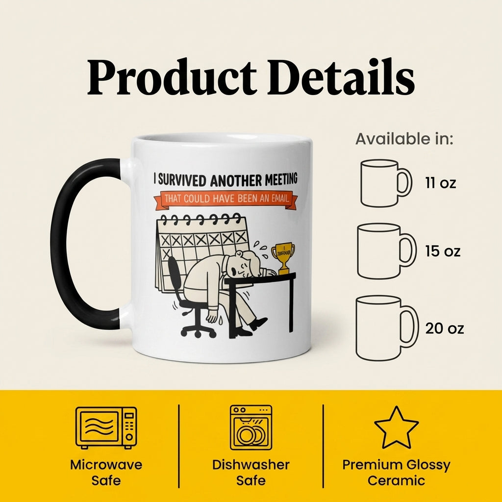 I Survived Another Meeting Funny Office Mug That Could Have Been Email