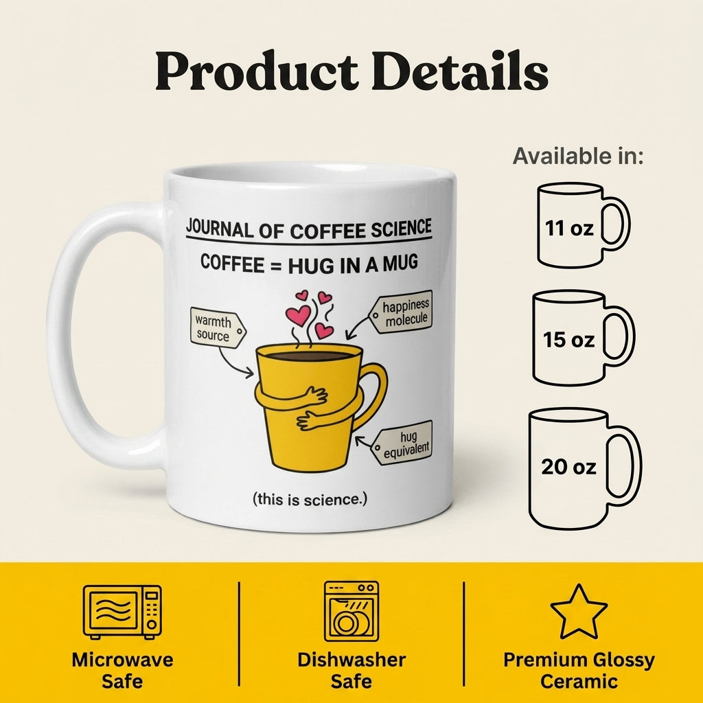 Coffee Hug in a Mug Funny Coffee Science Mug for Coffee Lovers