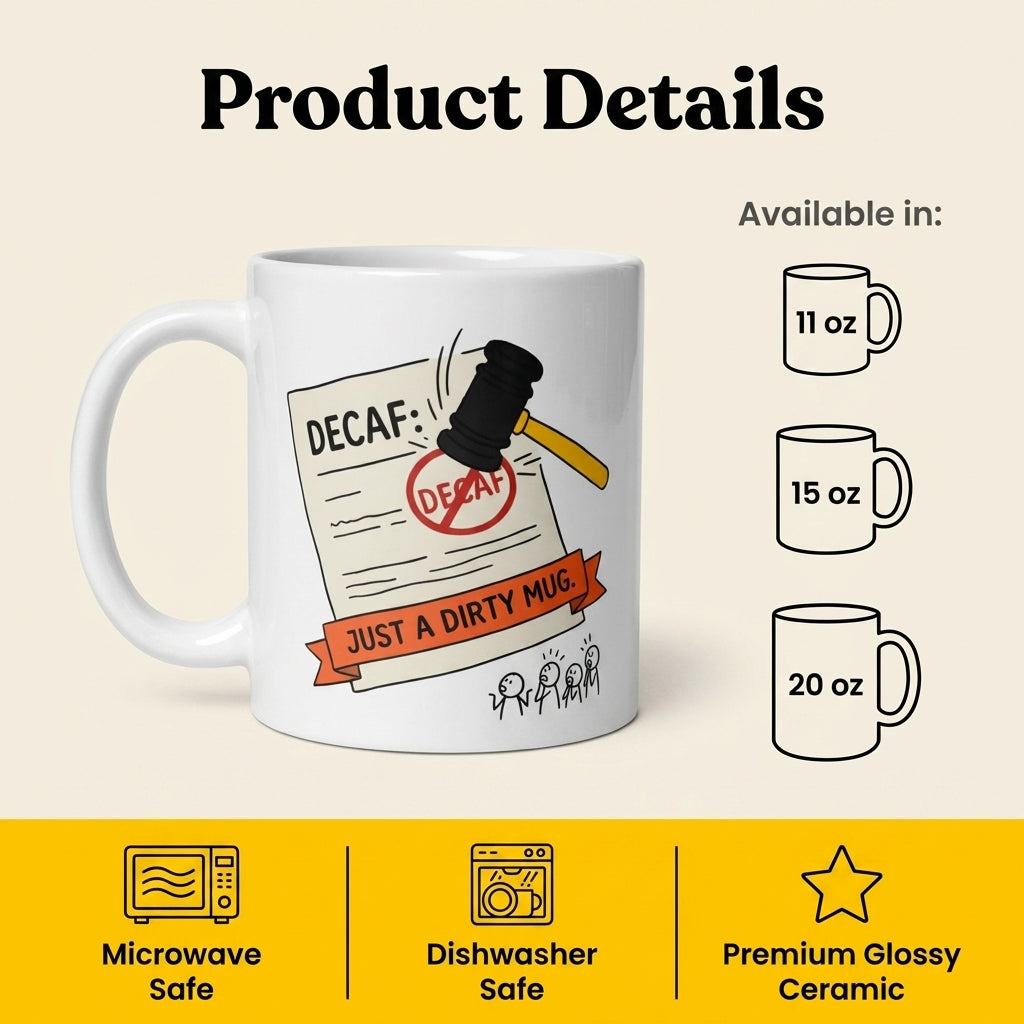 Decaf Just a Dirty Mug Funny Coffee Mug for Caffeine Lovers