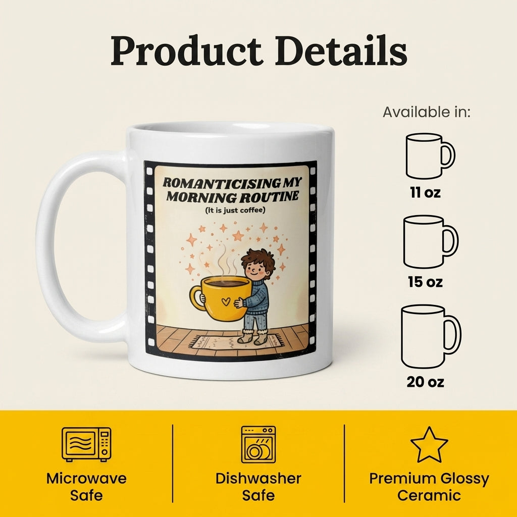 Romanticising My Morning Routine Funny Coffee Mug for Cozy Mornings