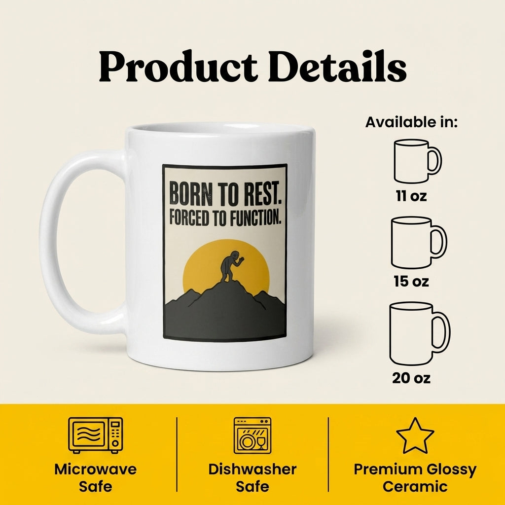 Born to Rest Forced to Function Funny Tired Mug for Introverts