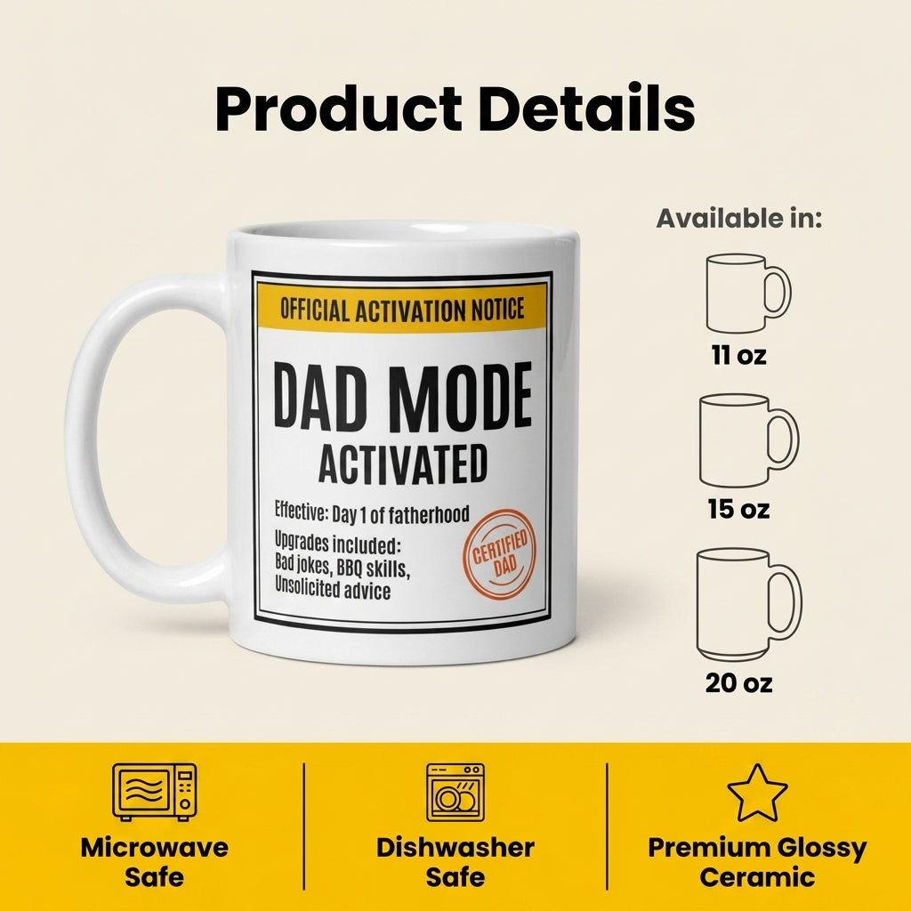 Dad Mode Activated Funny Father’s Day Mug Gift for Dad