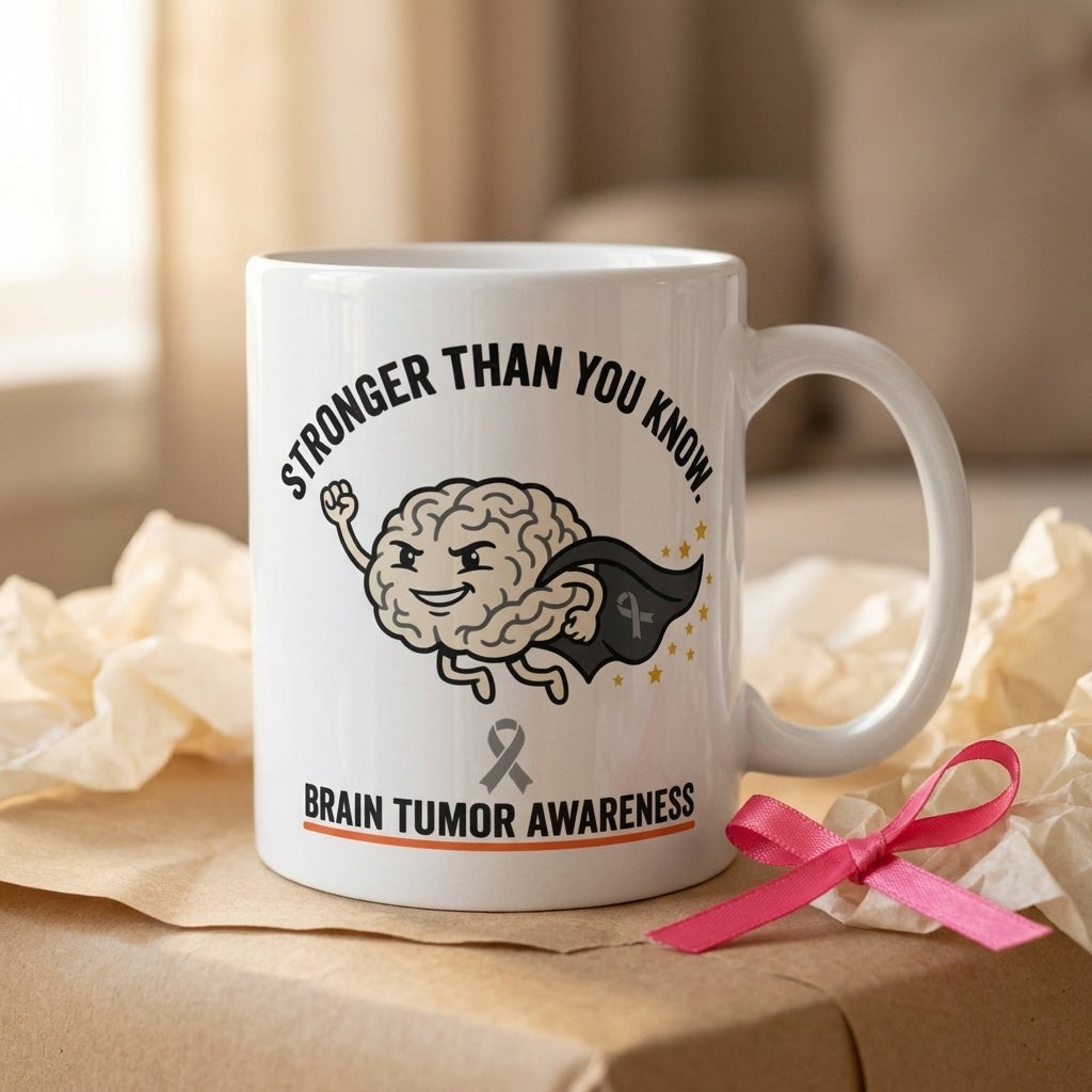 Stronger Than You Know Brain Tumor Awareness Mug Support Gift