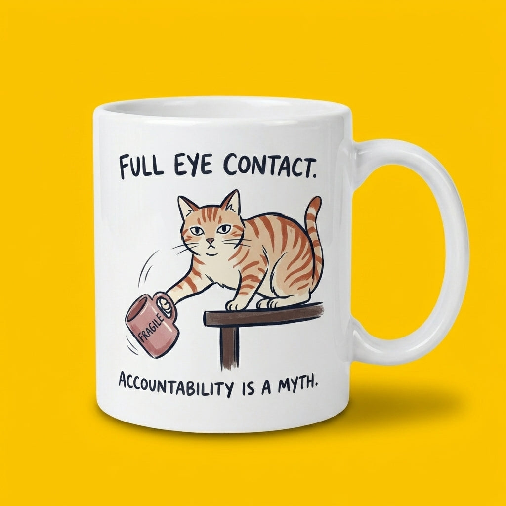 Full Eye Contact Accountability Is a Myth Funny Cat Mug Gift