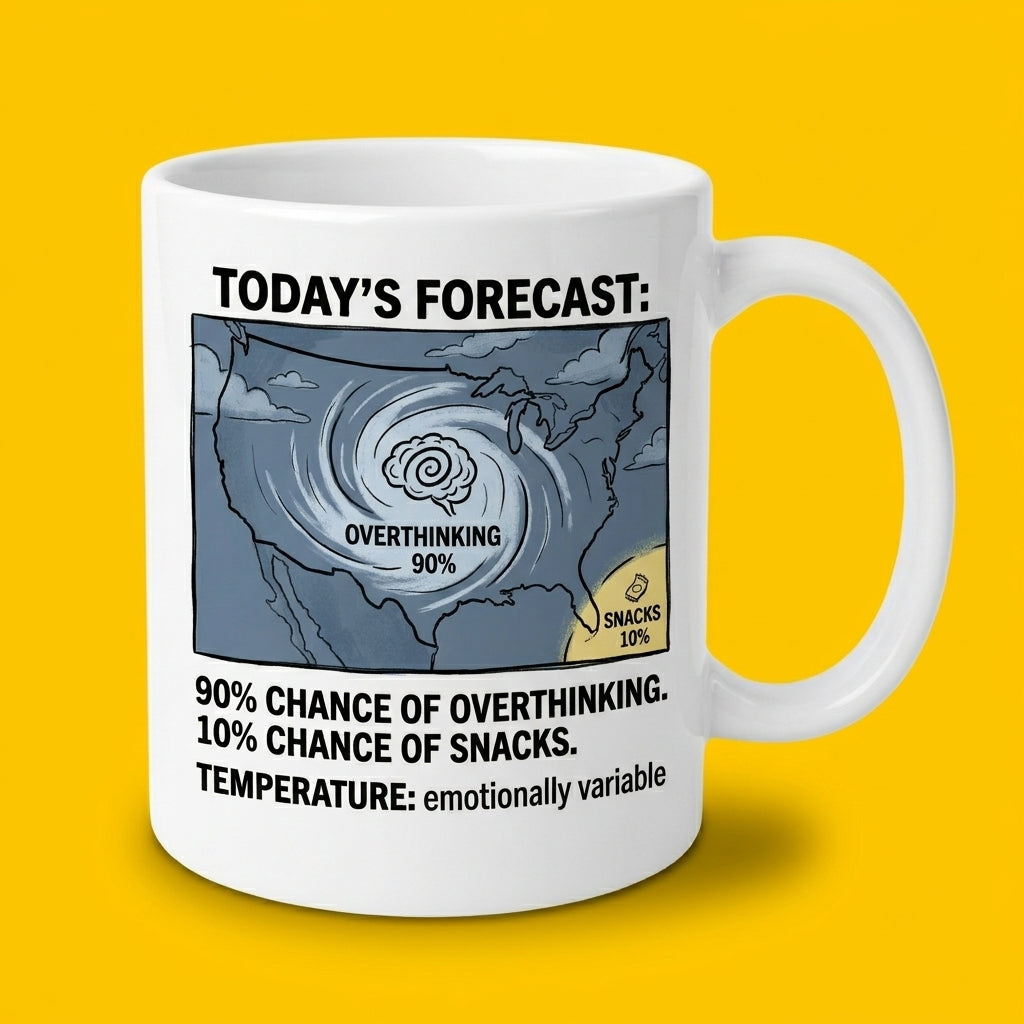 Today’s Forecast Overthinking Snacks Funny Weather Mug Coffee Cup