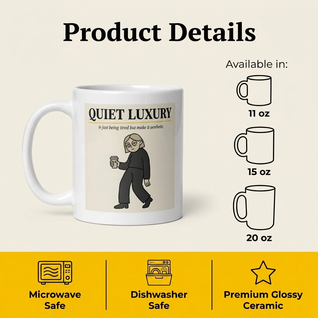 Quiet Luxury Funny Aesthetic Coffee Mug for Tired Women