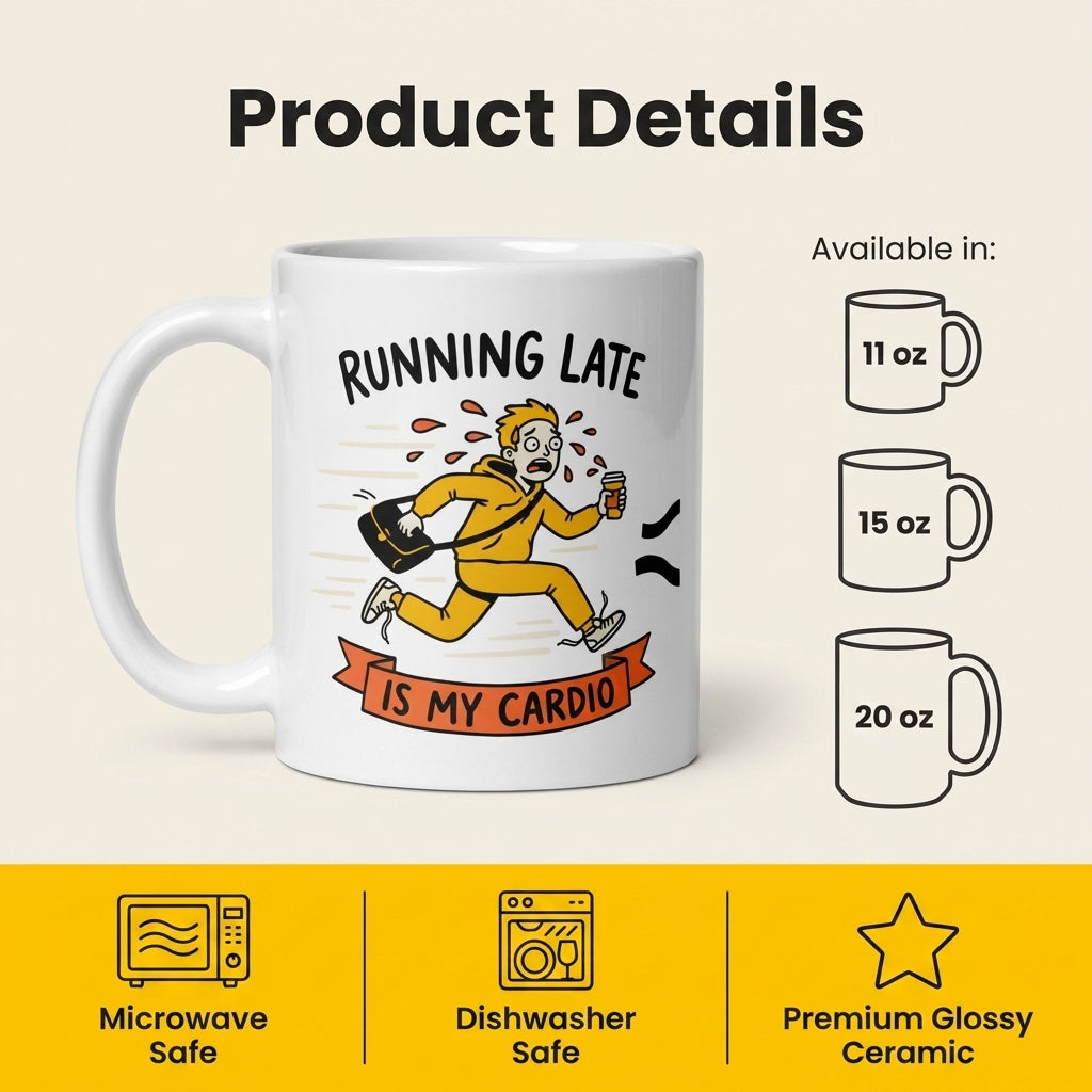 Running Late Is My Cardio Funny Coffee Mug for Coworkers