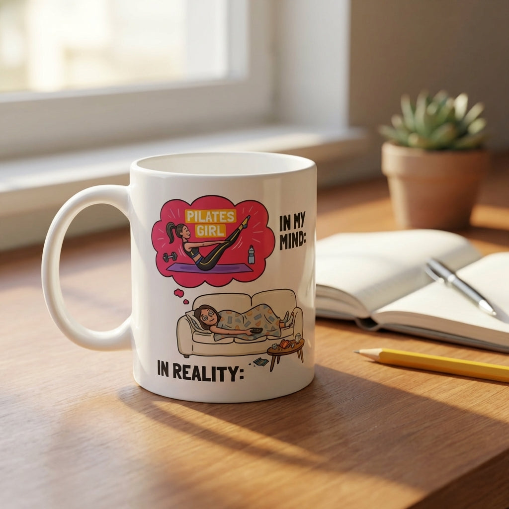 Pilates Girl in My Mind Funny Fitness Mug for Women