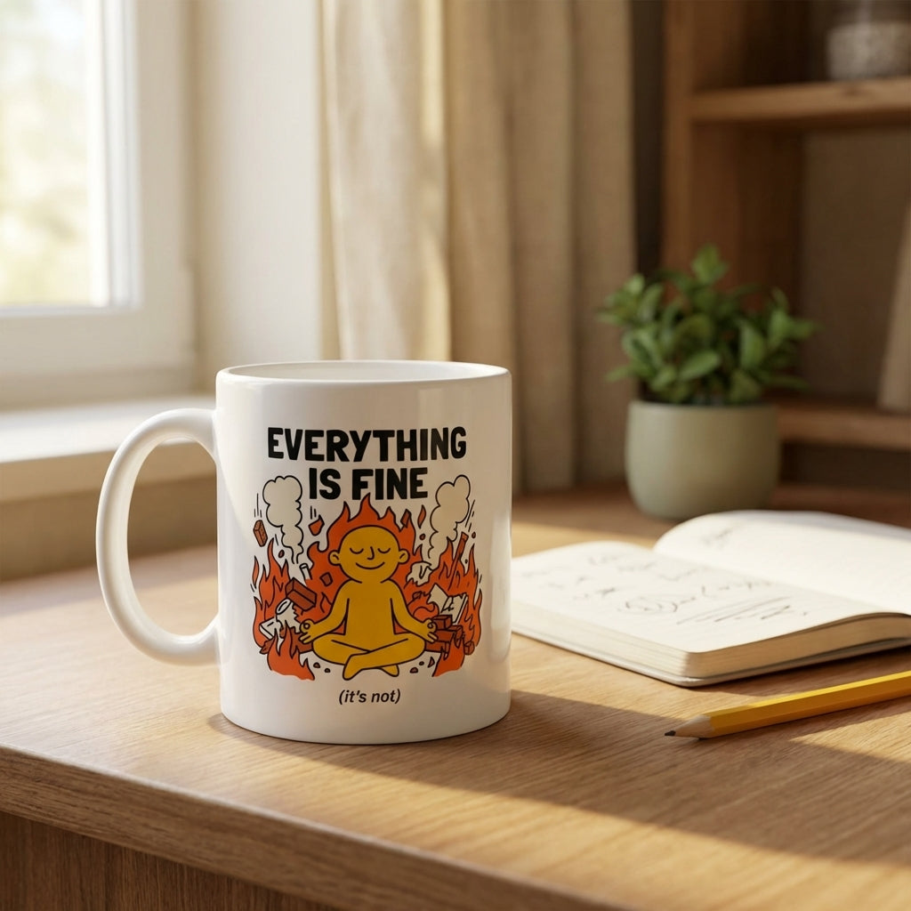 Everything Is Fine It’s Not Funny Anxiety Coffee Mug for Coworkers