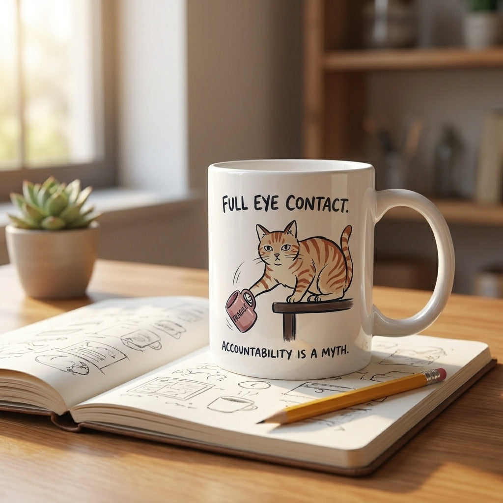 Full Eye Contact Accountability Is a Myth Funny Cat Mug Gift