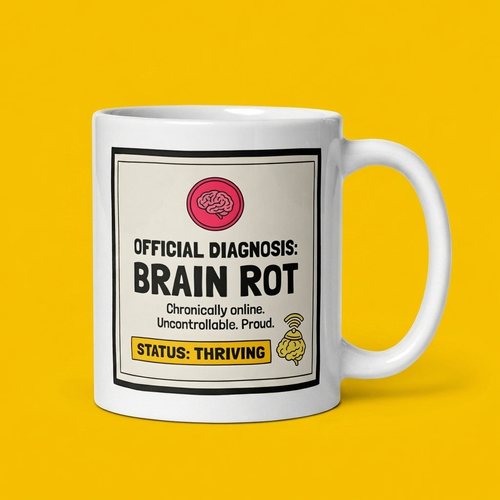 Official Diagnosis Brain Rot Funny Meme Mug Chronically Online Gift