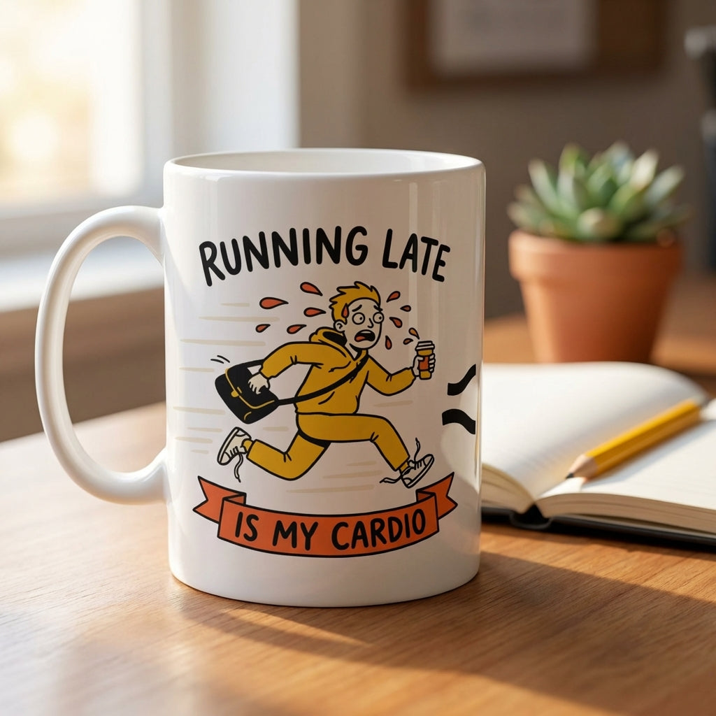 Running Late Is My Cardio Funny Coffee Mug for Coworkers