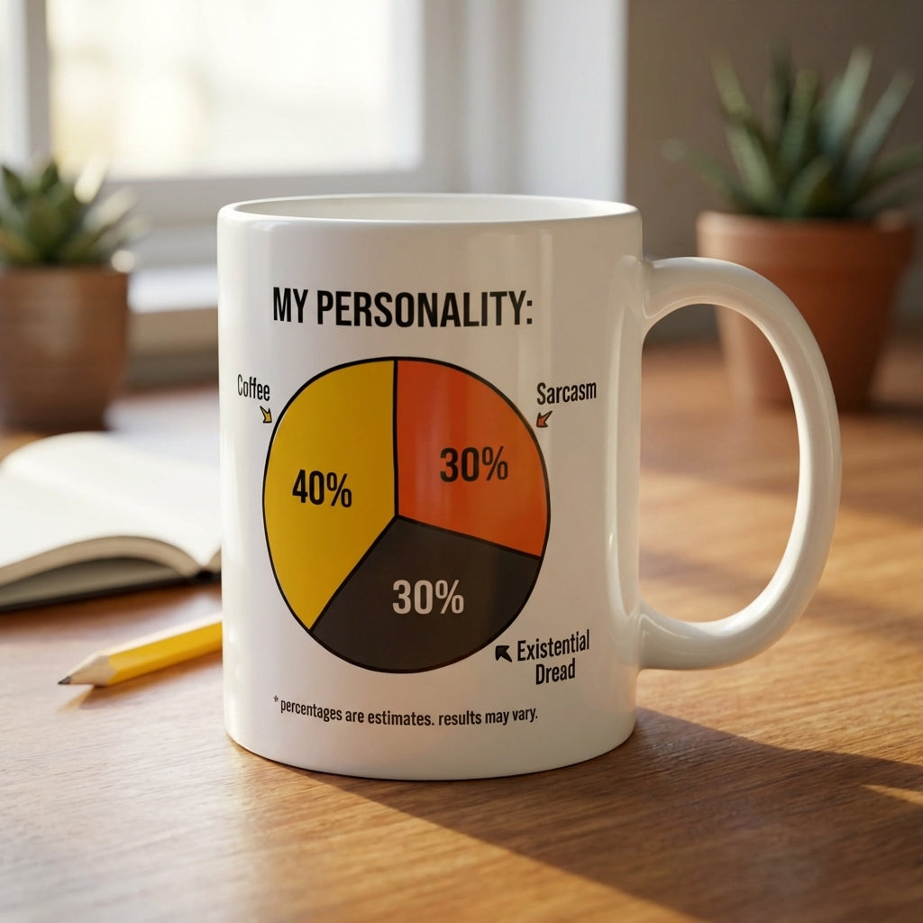My Personality Coffee Sarcasm Existential Dread Funny Pie Chart Mug