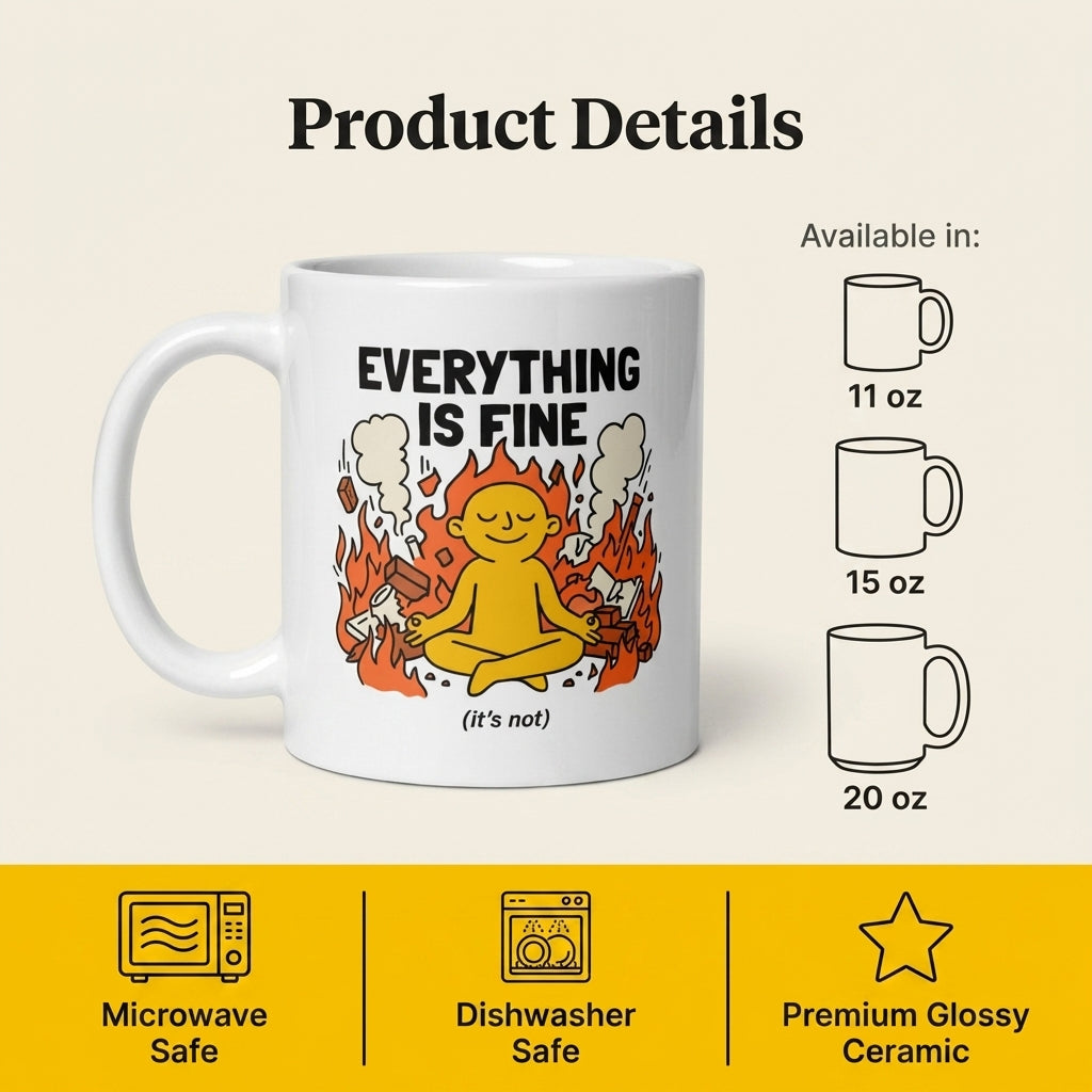 Everything Is Fine It’s Not Funny Anxiety Coffee Mug for Coworkers