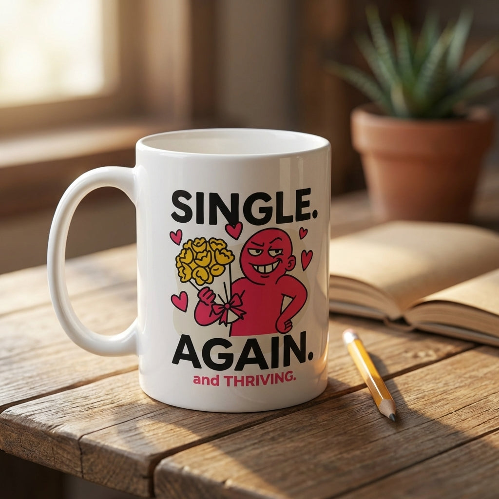 Single Again and Thriving Funny Breakup Mug for Single Women