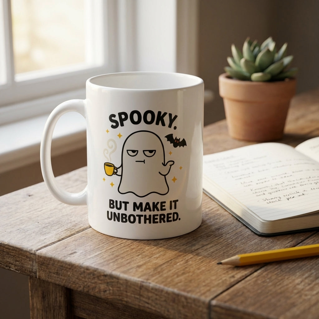 Spooky but Make It Unbothered Funny Ghost Mug for Halloween Lovers