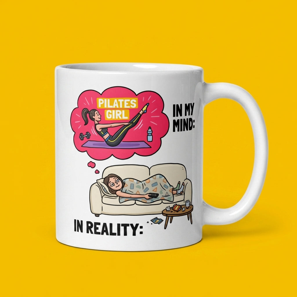 Pilates Girl in My Mind Funny Fitness Mug for Women