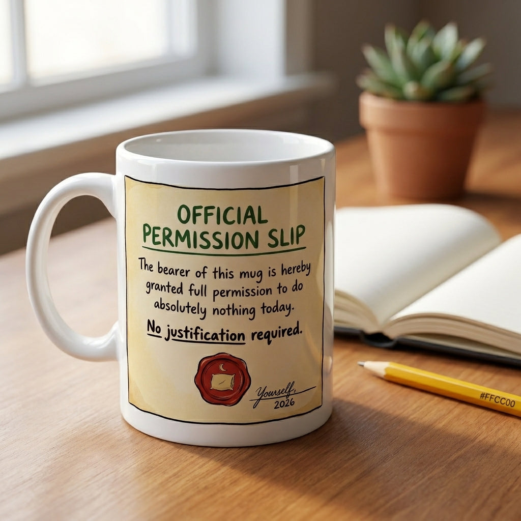 Official Permission Slip Do Absolutely Nothing Today Funny Mug Gift