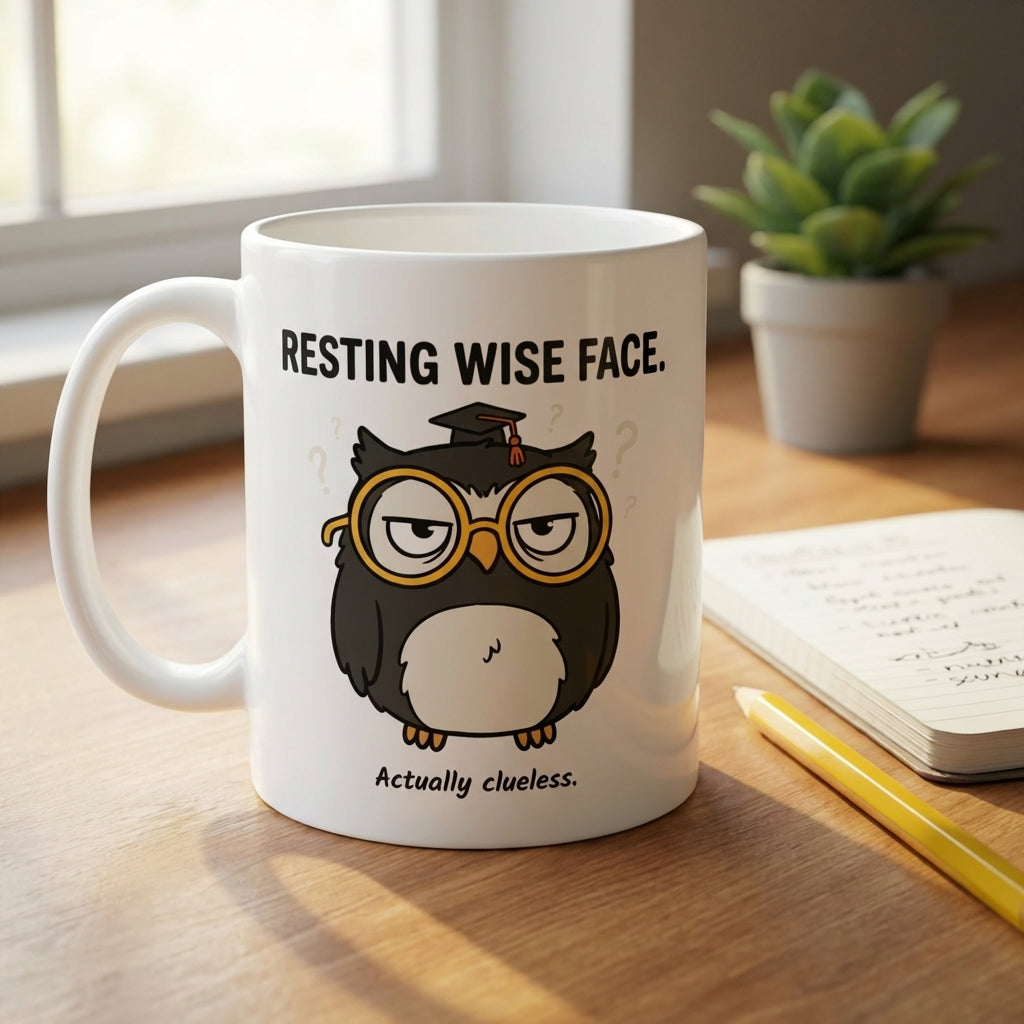 Resting Wise Face Funny Owl Mug Cute Owl Coffee Cup Gift