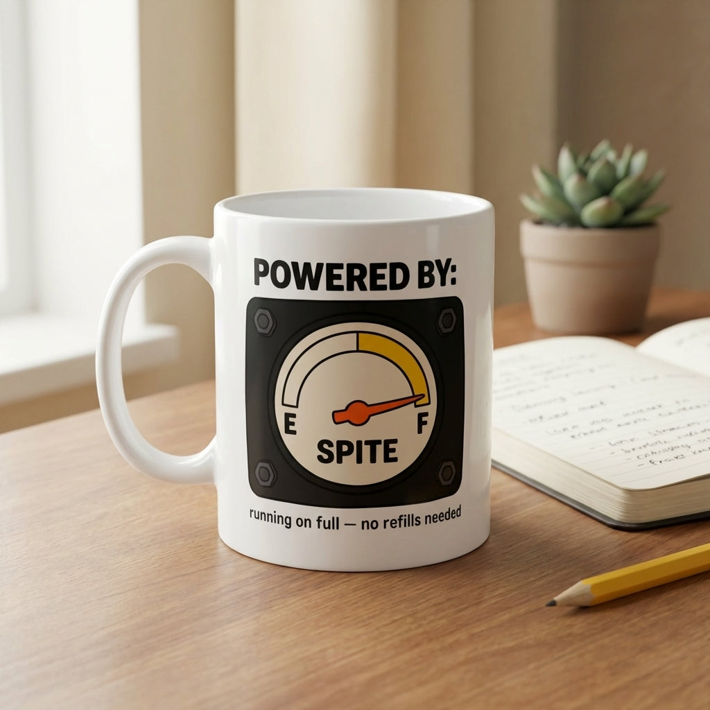 Powered by Spite Funny Sarcastic Coffee Mug for Coworkers