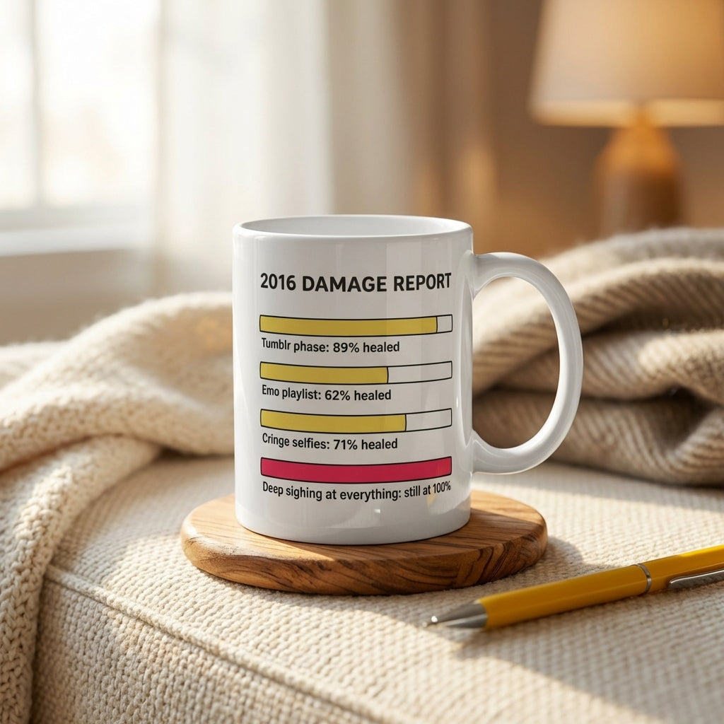 2016 Damage Report Funny Nostalgia Mug for Millennials and Meme Lovers