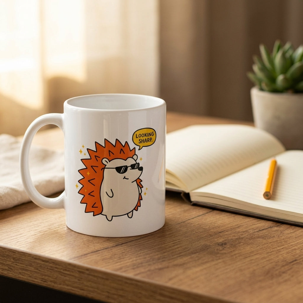 Looking Sharp Funny Hedgehog Mug Cute Animal Coffee Cup Gift