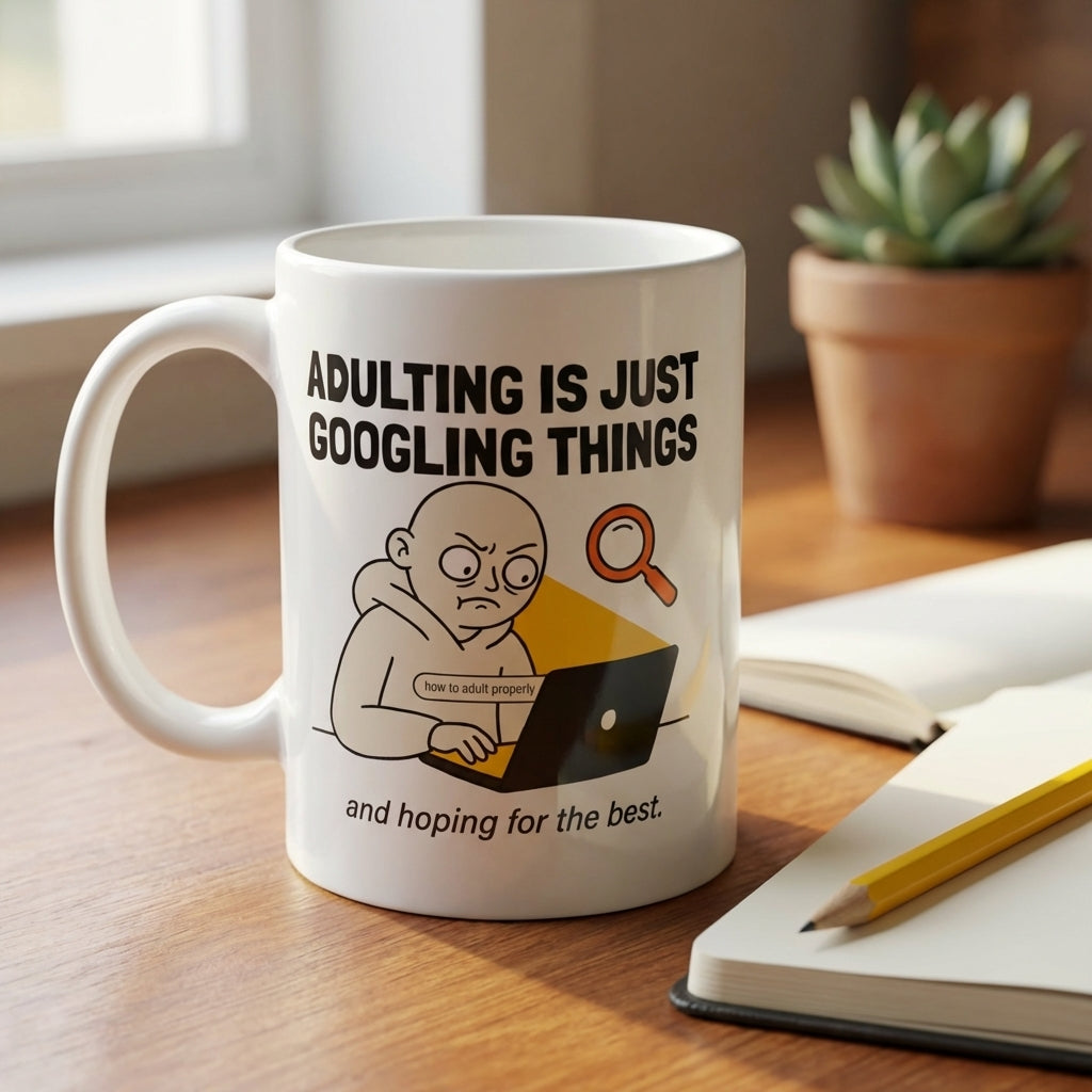 Adulting Is Just Googling Things Funny Adulting Mug for Millennials