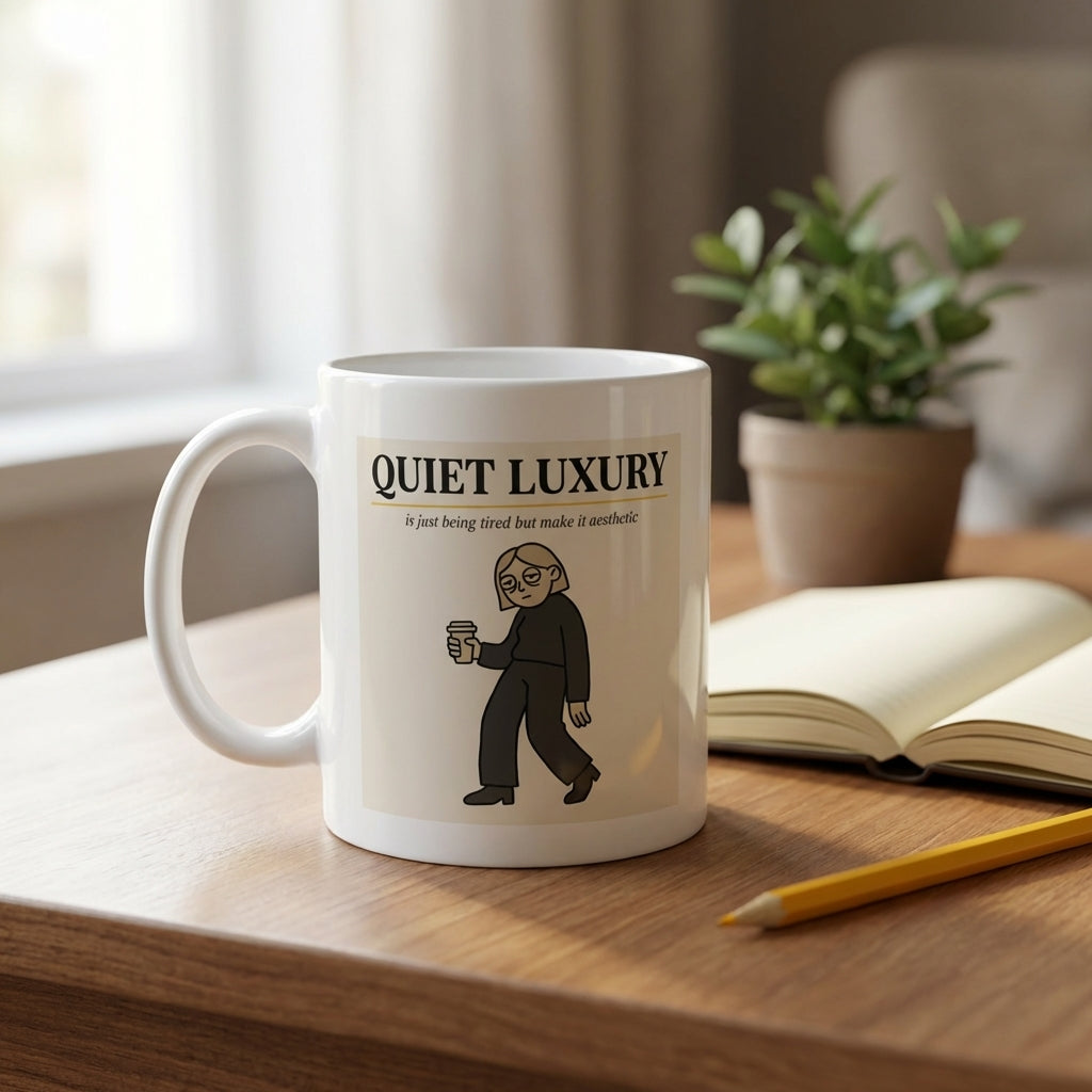Quiet Luxury Funny Aesthetic Coffee Mug for Tired Women