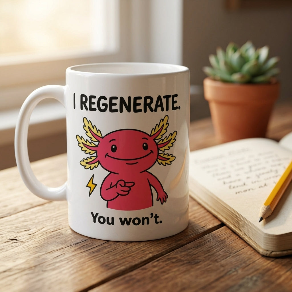I Regenerate You Wont Funny Axolotl Mug for Sarcastic Humor Lovers