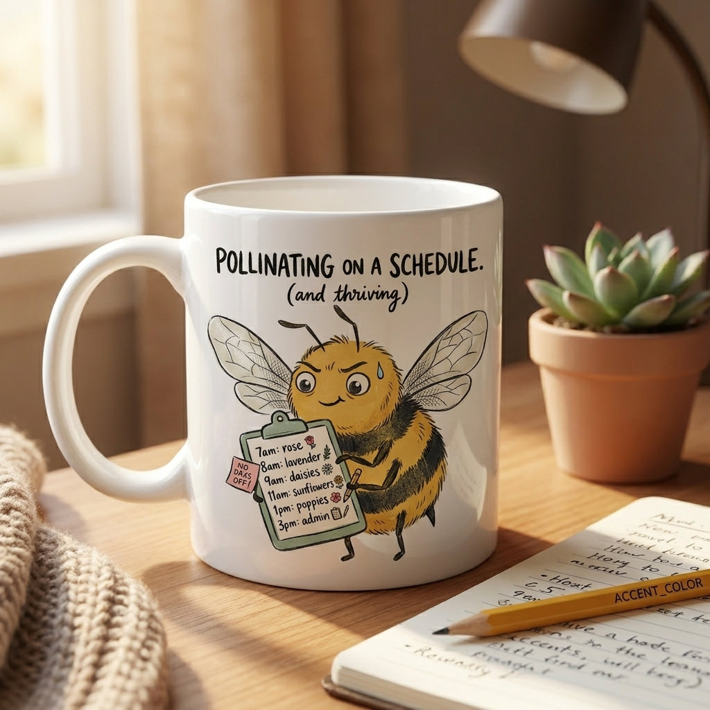 Pollinating on a Schedule Funny Bee Mug Cute Busy Bee Coffee Cup