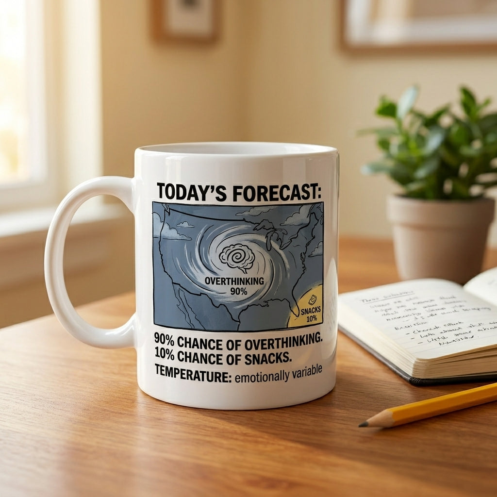Today’s Forecast Overthinking Snacks Funny Weather Mug Coffee Cup