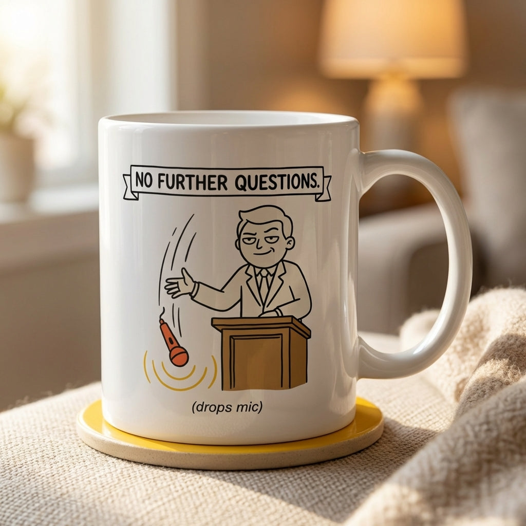 No Further Questions Funny Lawyer Mug Drop Mic Courtroom Gift