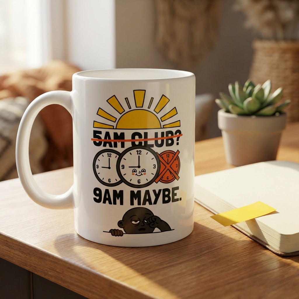 5AM Club 9AM Maybe Funny Coffee Mug for Tired Morning People