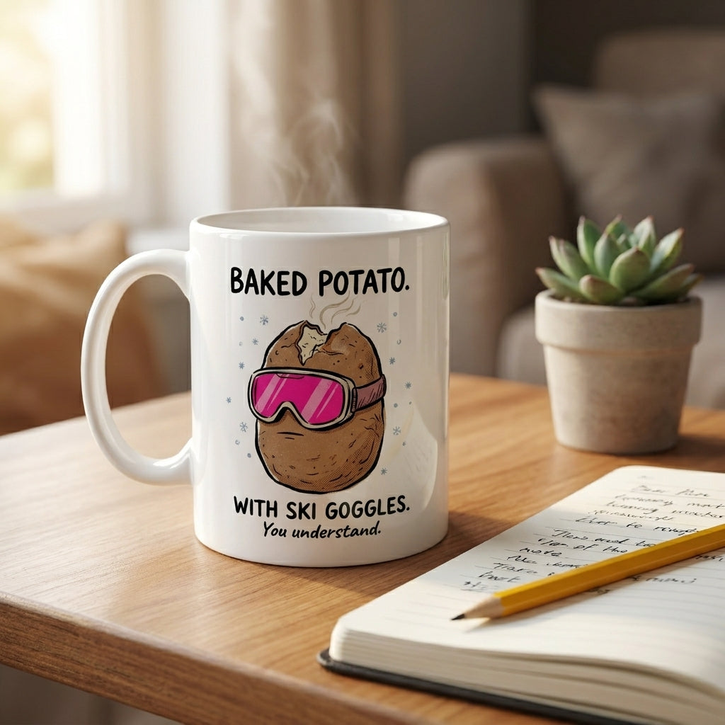 Baked Potato With Ski Goggles Funny Mug Weird Humor Gift